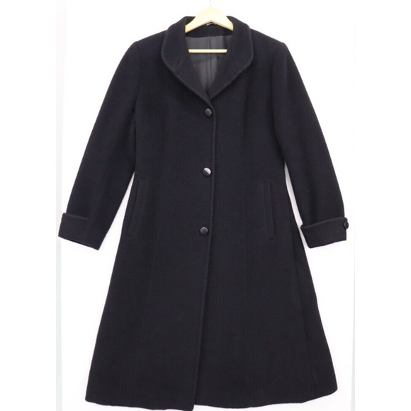 Cinzia Rocca Designer Womens Wool Blend Black Coat US Size 12 Made in Italy